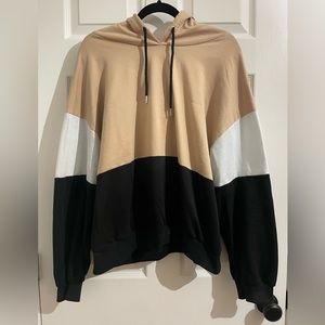 SHEIN curve color block striped hoodie sweatshirt.